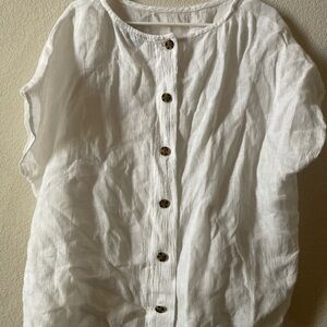 White Button-Up Linen Top